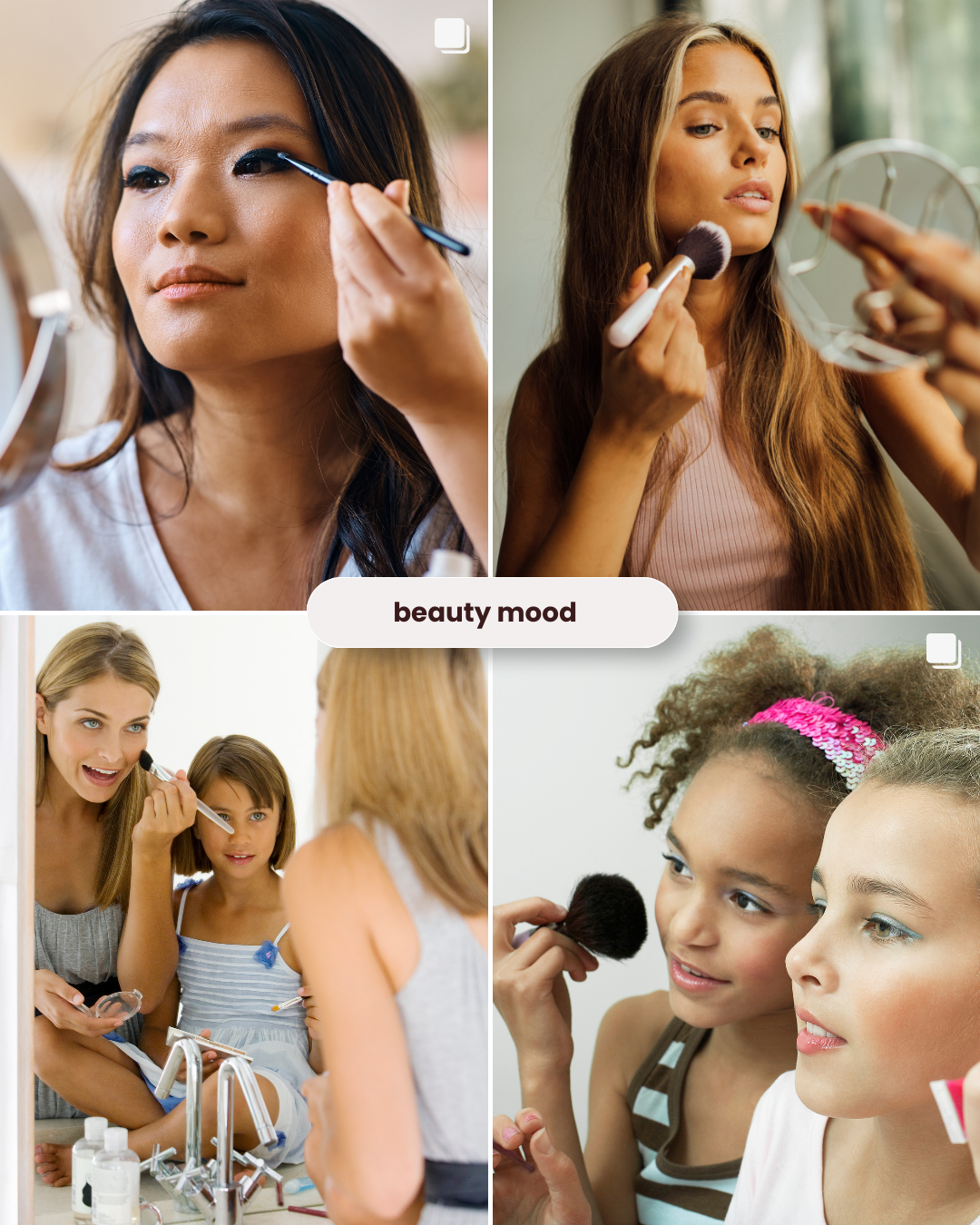 Beige 3-in-1 Quilted Makeup Bag Beauty Set