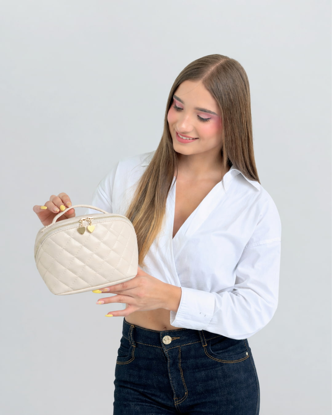 Travel Makeup Bag Soft Beige