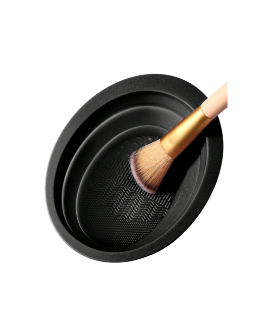 Collapsible Makeup Sponge & Brush Cleaning Bowl – Black