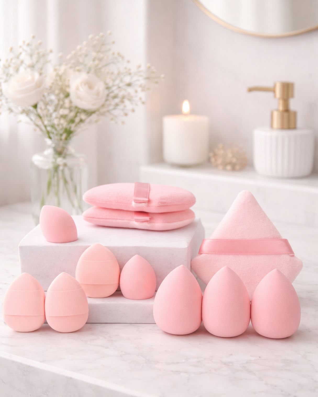 17pcs Beige Makeup Organizer Set – Glow & Go Edition | Joyvena