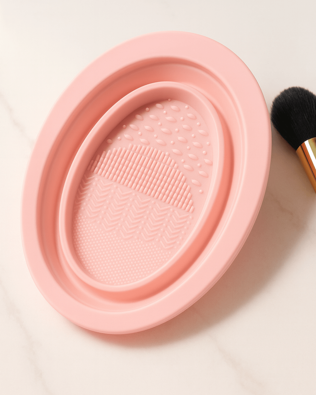 Collapsible Makeup Sponge & Brush Cleaning Bowl – Pink - Joyvena