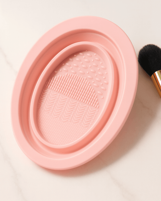 Collapsible Makeup Sponge & Brush Cleaning Bowl – Pink - Joyvena