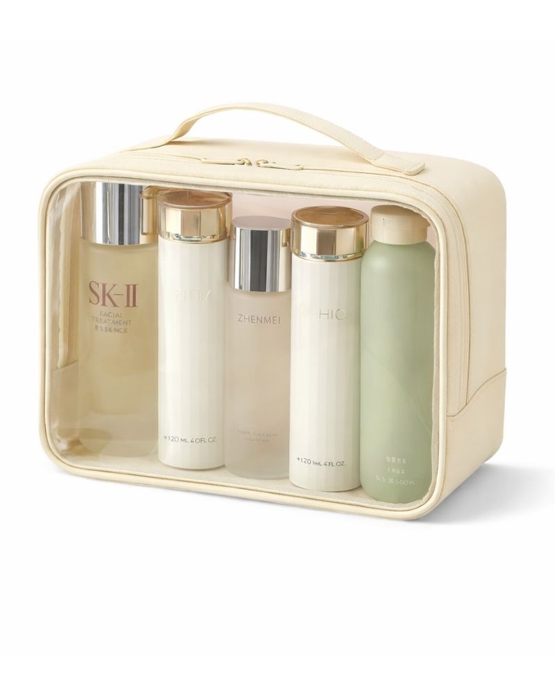 Clear Travel Toiletry Bag – Structured Organizer Beige