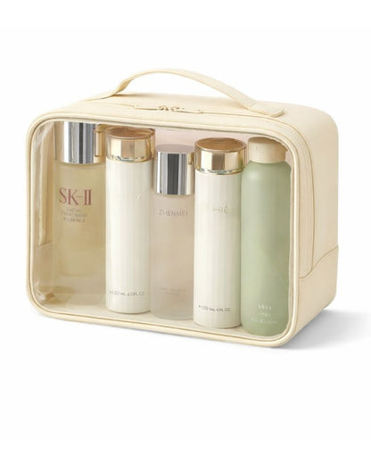 Clear Travel Toiletry Bag – Structured Organizer Beige