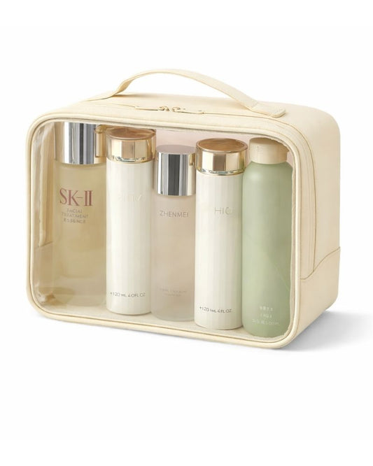 Clear Travel Toiletry Bag – Structured Organizer Beige