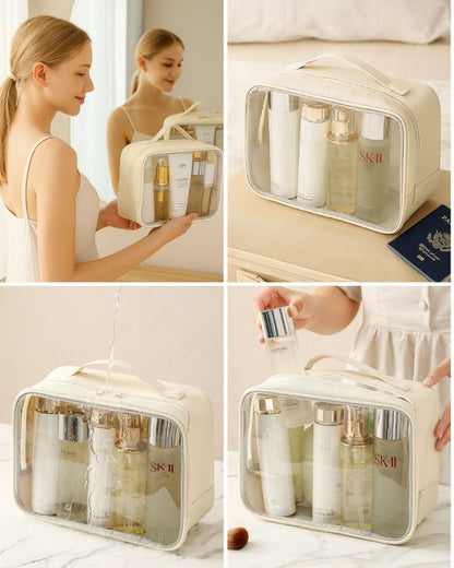 Clear Travel Toiletry Bag – Structured Organizer Beige
