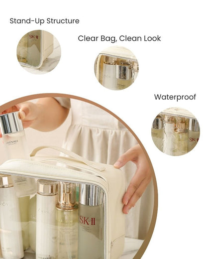 Clear Travel Toiletry Bag – Structured Organizer Beige
