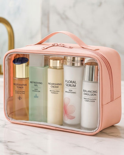 Clear Travel Toiletry Bag – Structured Organizer Pink