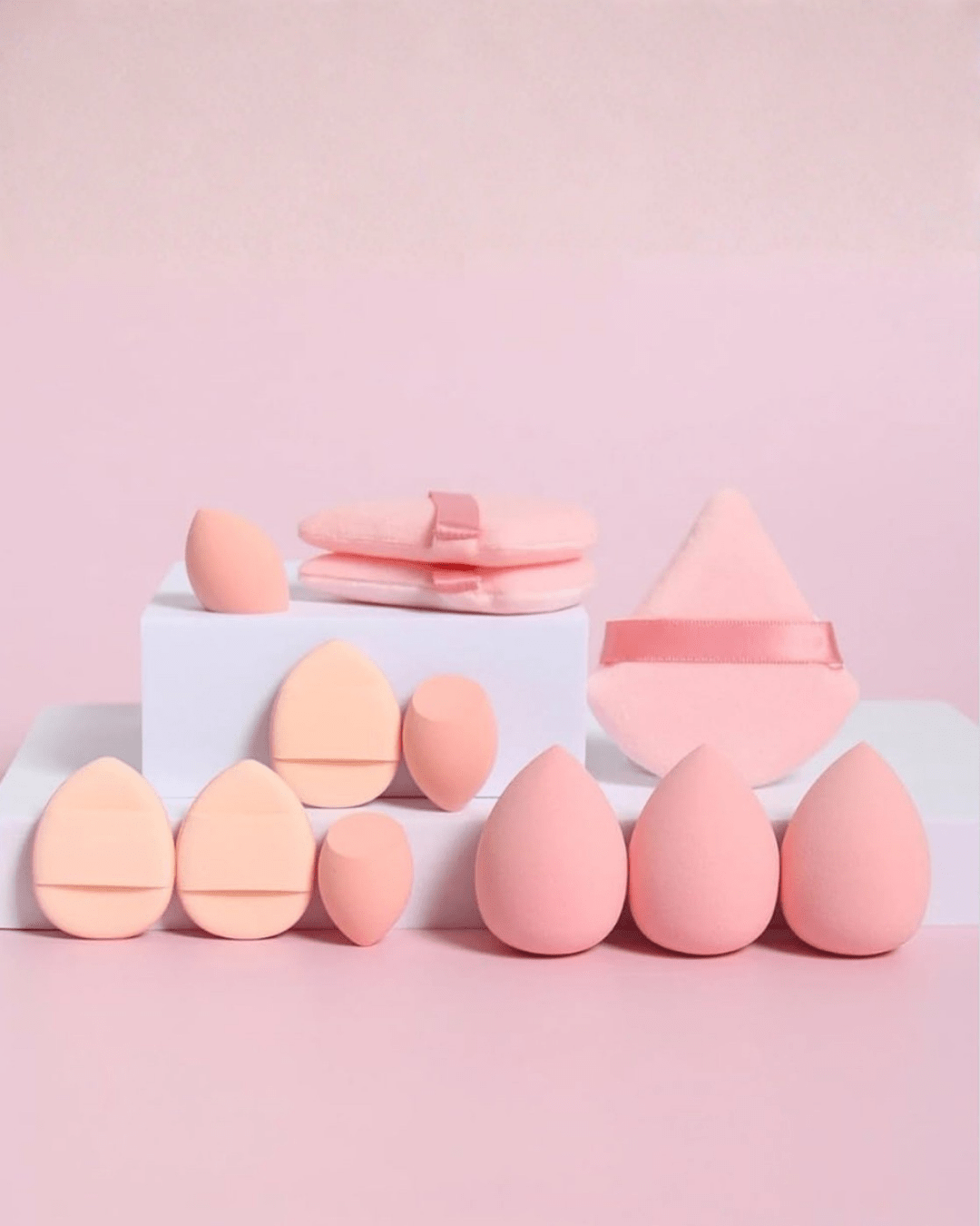 Beauty Sponge & Powder Puff Set – Pink 12pc - Joyvena