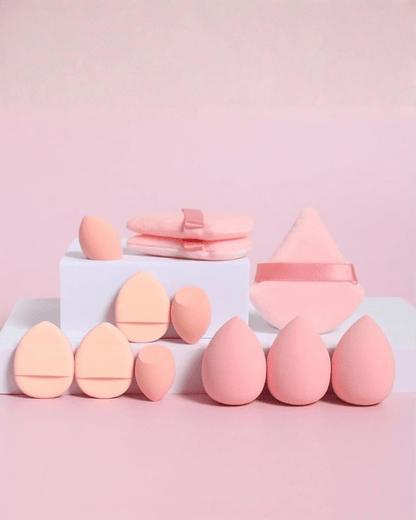Beauty Sponge & Powder Puff Set – Pink 12pc - Joyvena