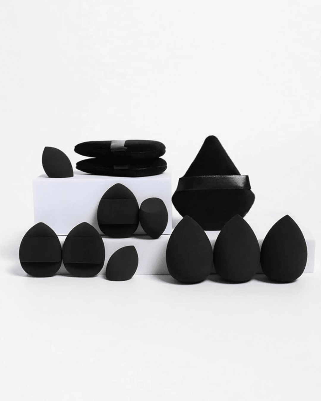 Beauty Sponge & Powder Puff Set – Black 12 pcs - Joyvena