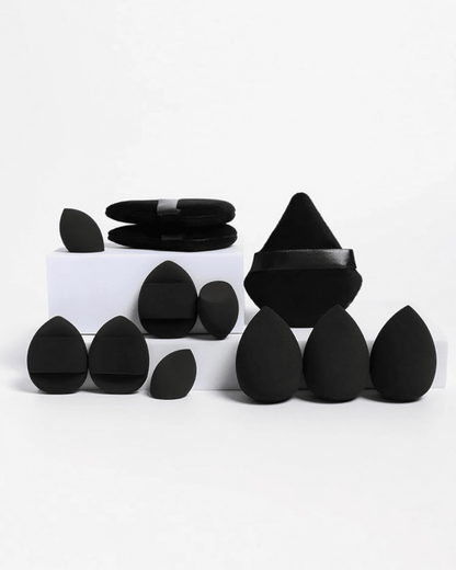 Beauty Sponge & Powder Puff Set – Black 12 pcs - Joyvena