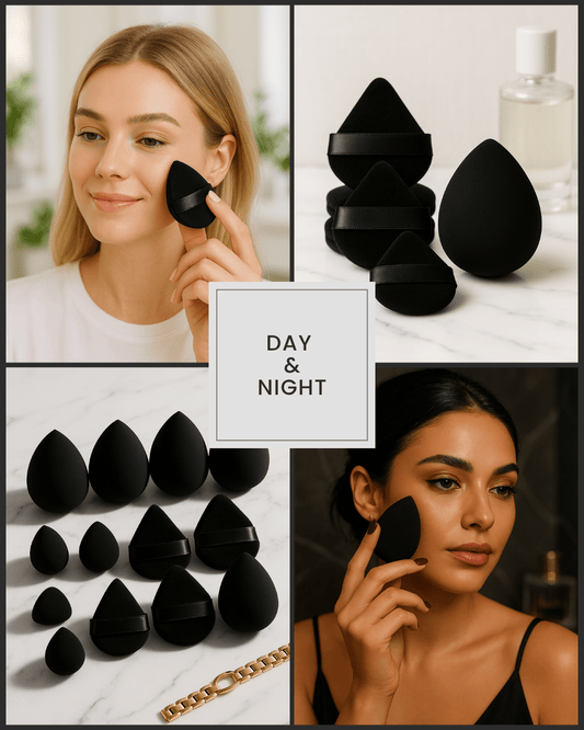 Beauty Sponge & Powder Puff Set – Black 12 pcs - Joyvena
