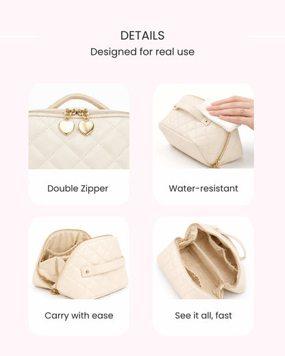 Travel Makeup Bag Soft Beige
