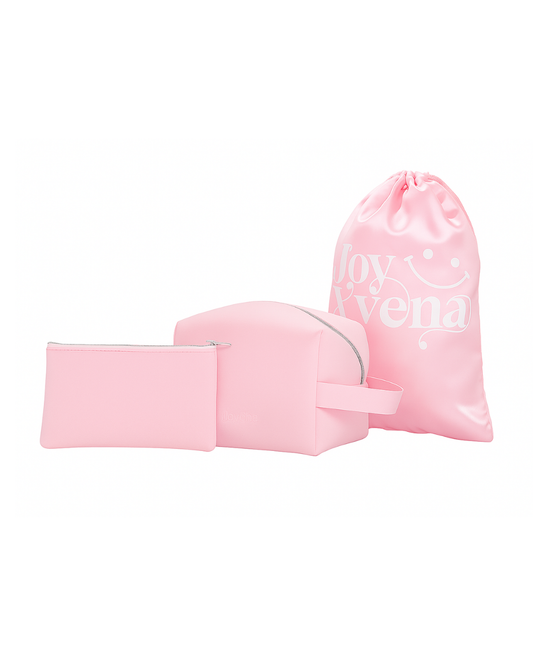 Neceser acolchado rosa 3 en 1 para maquillaje