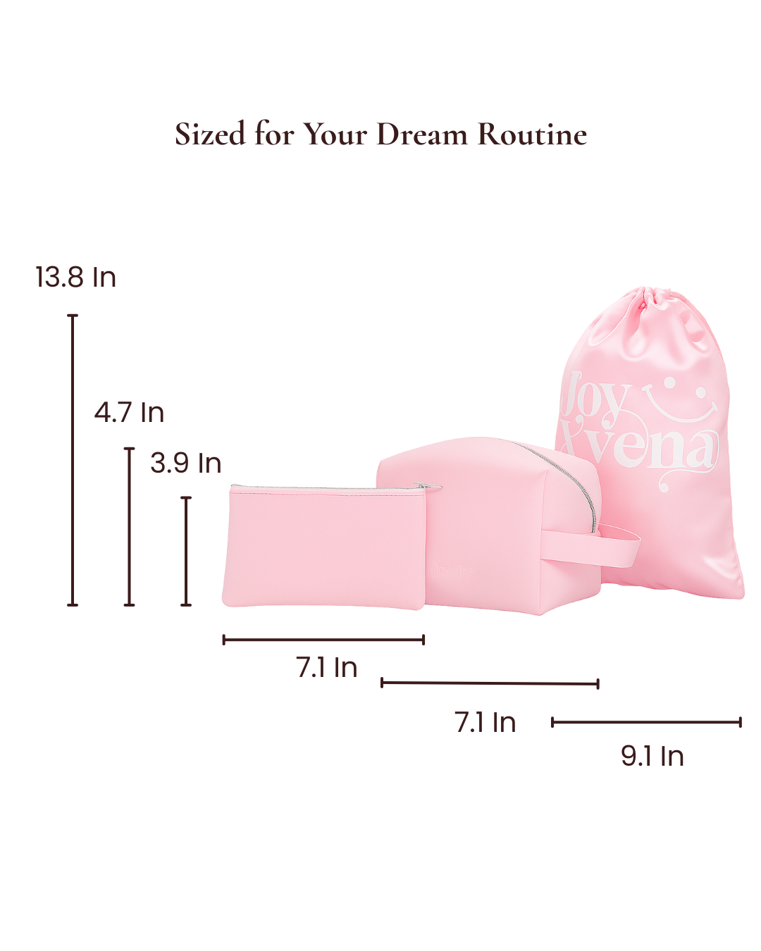 Neceser acolchado rosa 3 en 1 para maquillaje