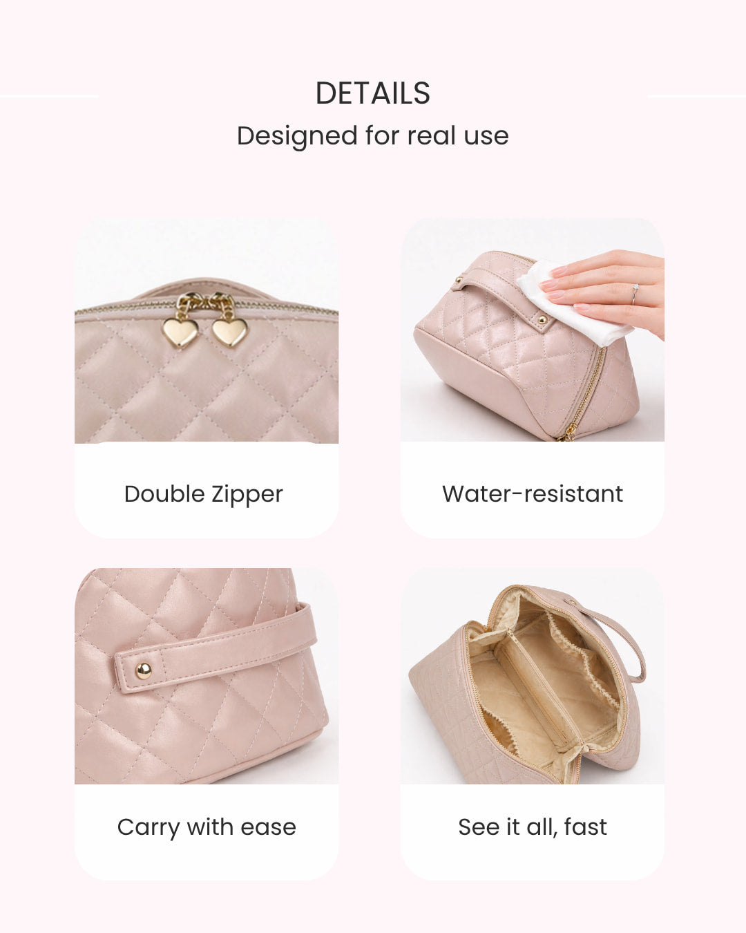 Travel Makeup Bag Nude Blush