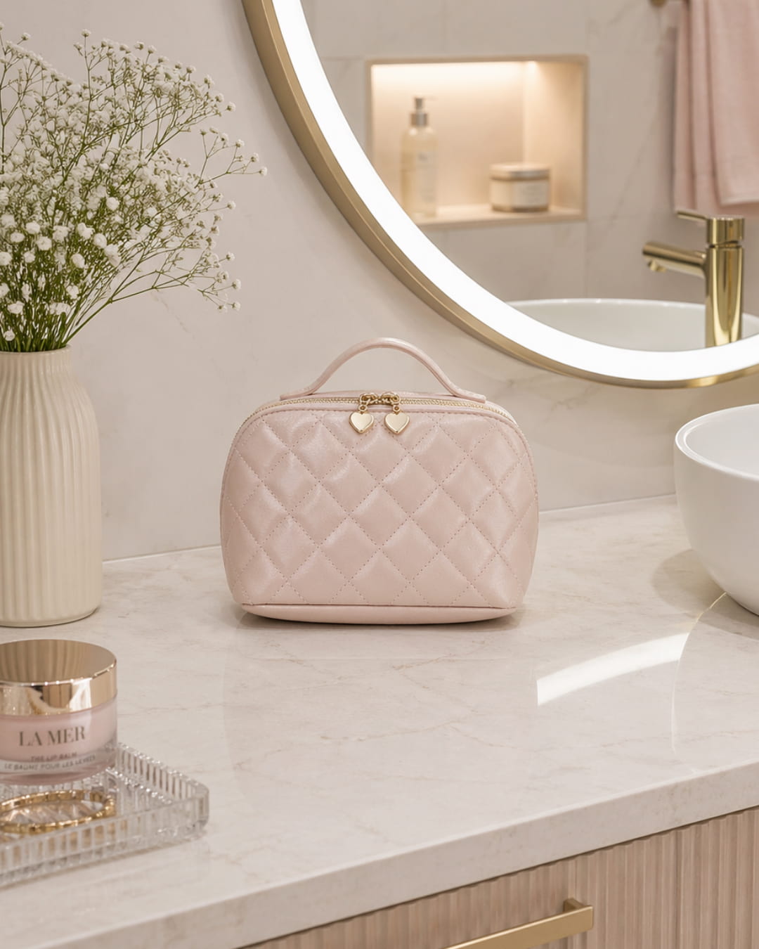Travel Makeup Bag Nude Blush