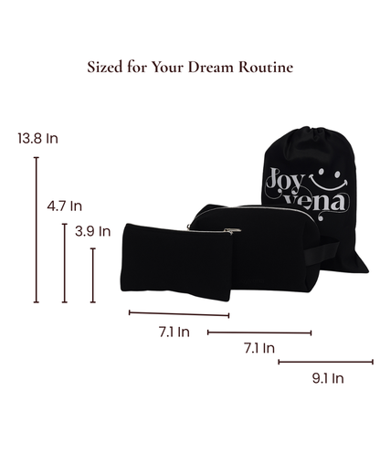 17pcs Black Makeup Organizer Set – Glow & Go Edition | Joyvena