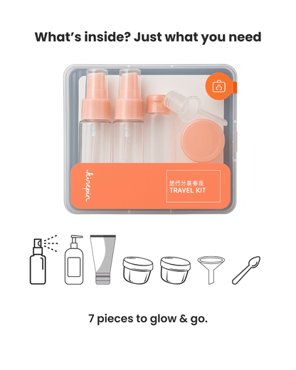 Travel Bottle Kit – 7pc Refillable Mini Set for Skincare & Haircare - Joyvena
