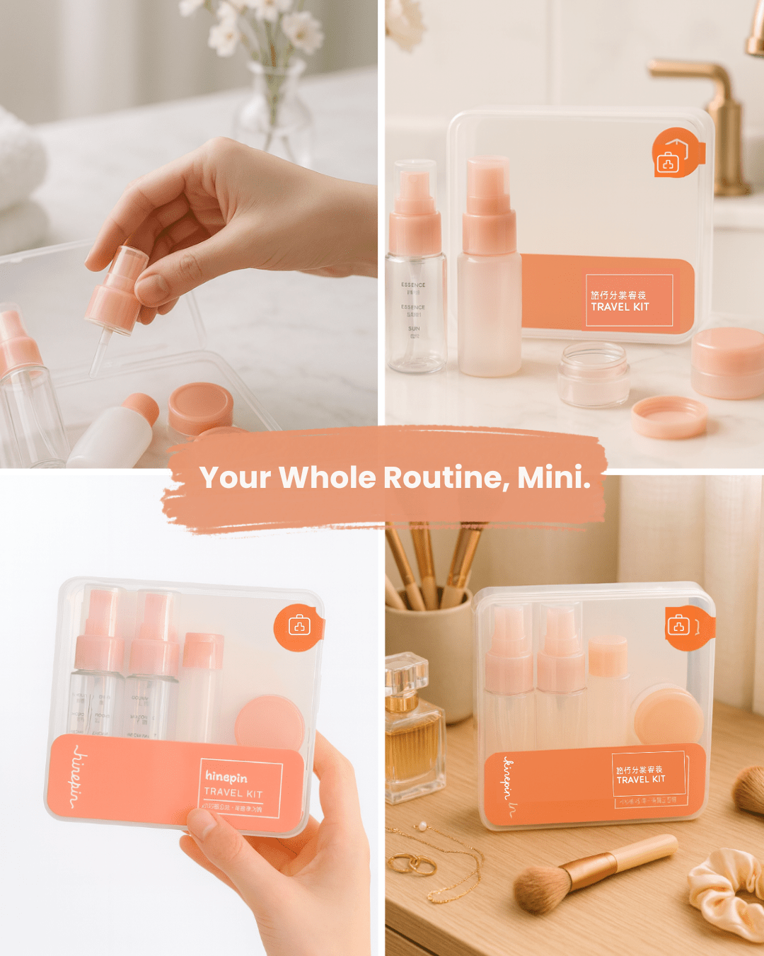 Travel Bottle Kit – 7pc Refillable Mini Set for Skincare & Haircare - Joyvena