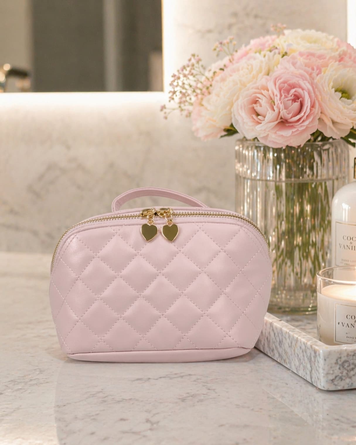 Travel Makeup Bag Soft Pink