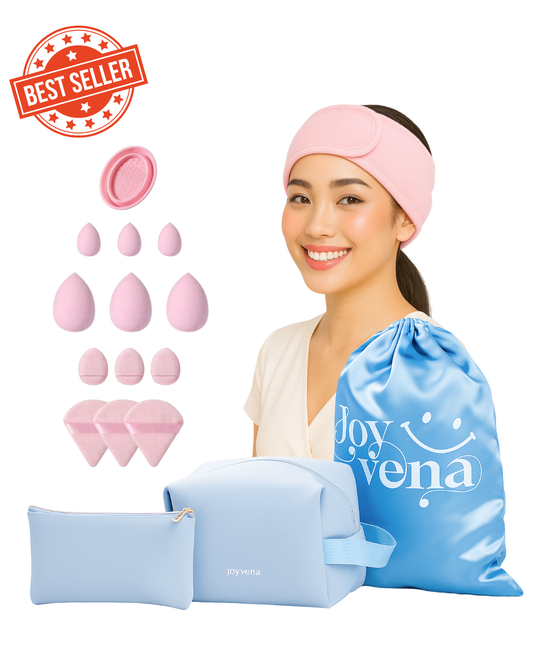 17pcs Baby Blue Makeup Organizer Set – Glow & Go Edition | Joyvena