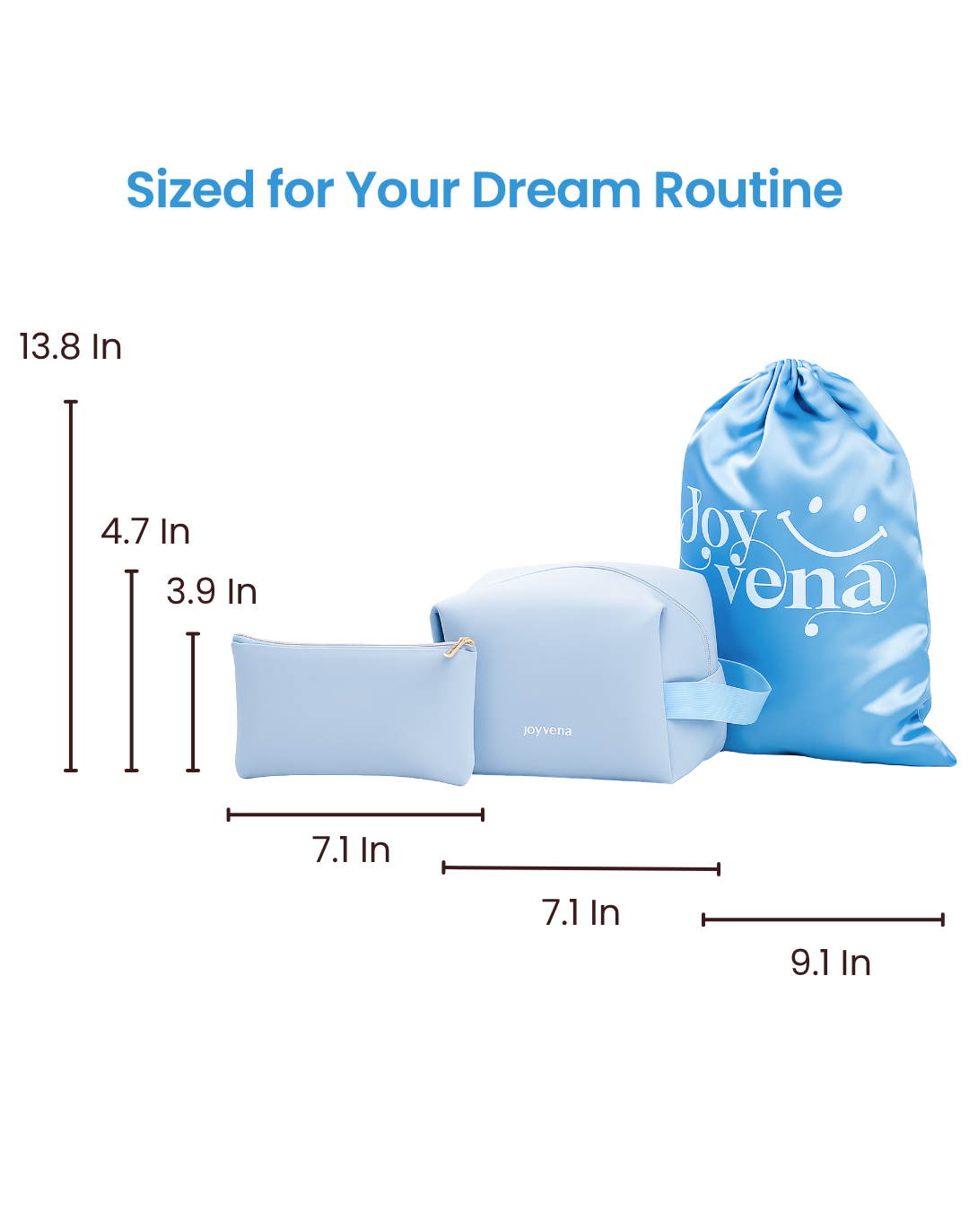 17pcs Baby Blue Makeup Organizer Set – Glow & Go Edition | Joyvena