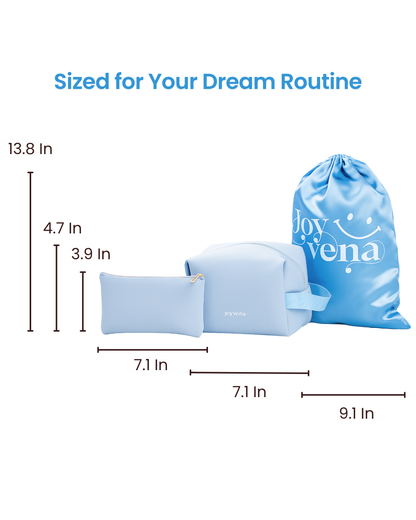 17pcs Baby Blue Makeup Organizer Set – Glow & Go Edition | Joyvena