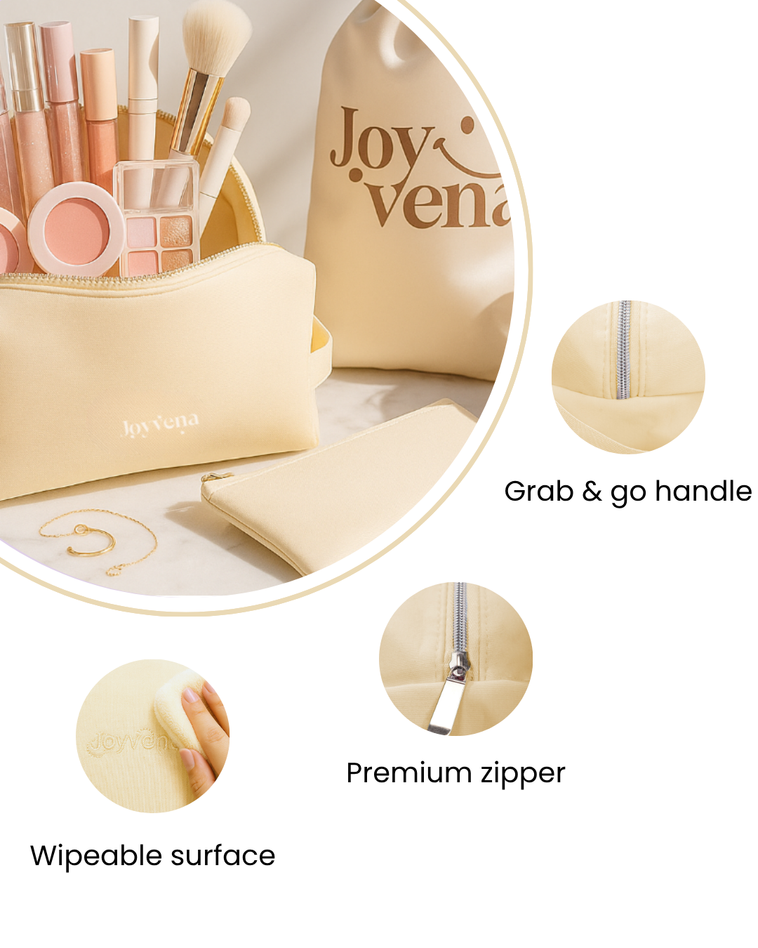 17pcs Beige Makeup Organizer Set – Glow & Go Edition | Joyvena