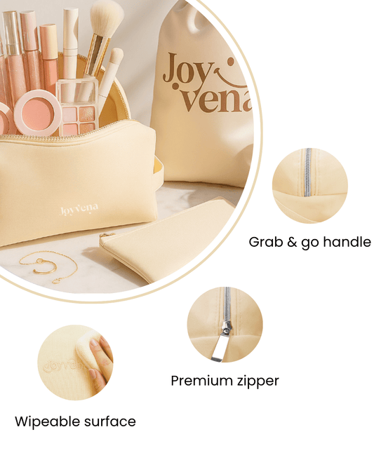 17pcs Beige Makeup Organizer Set – Glow & Go Edition | Joyvena - Joyvena