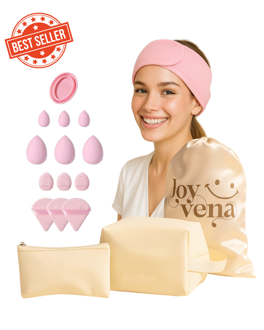 17pcs Beige Makeup Organizer Set – Glow & Go Edition | Joyvena