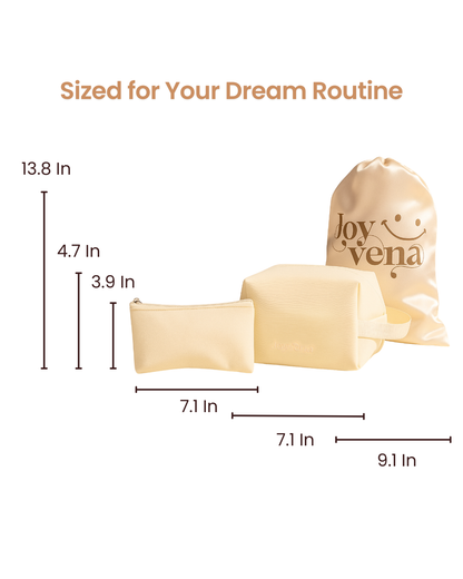 17pcs Beige Makeup Organizer Set – Glow & Go Edition | Joyvena