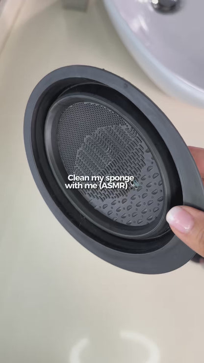 Collapsible Makeup Sponge & Brush Cleaning Bowl – Black